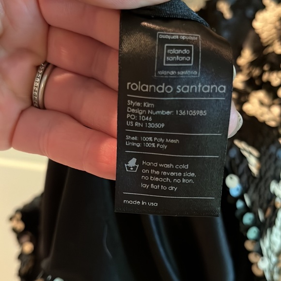 Rolando Santana Black and Cream Reversible Sequins Cocktail Dress, Size 2 - Picture 5 of 5